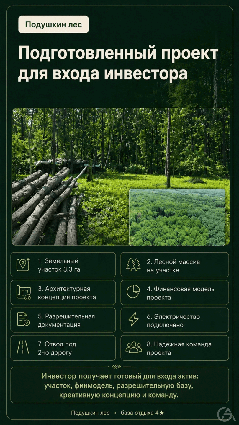 Инвестиционный проект базы отдыха 4★ «Подушкин лес» в Хабаровске - GrandActive